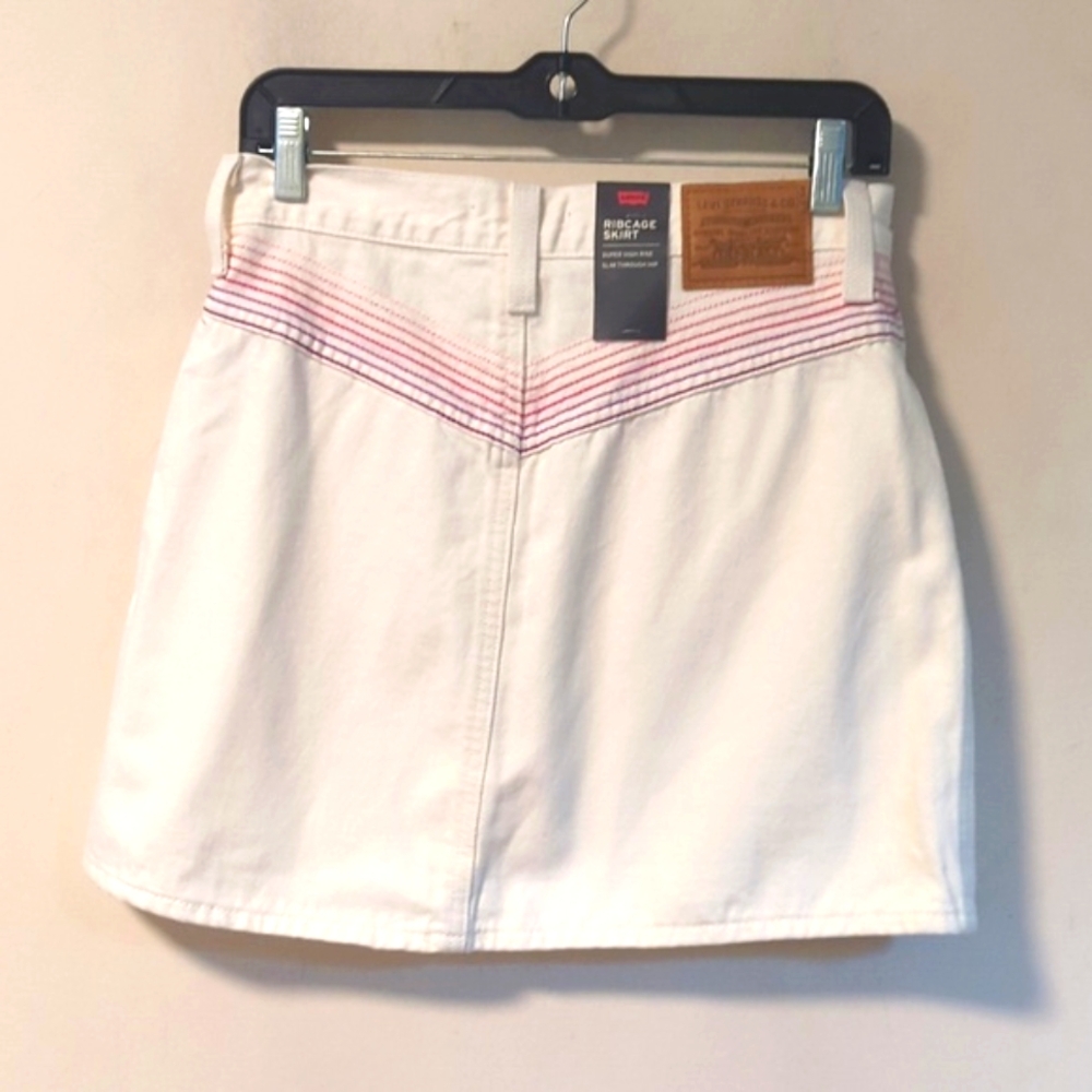 LEVI'S Ribcage Rainbow Denim Mini Skirt 27 - Picture 6 of 16